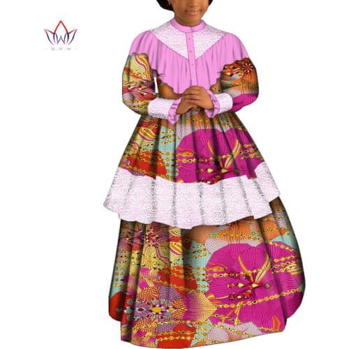 African Clothes for Women Floral Print Dress Fashion Lady Custome Traditional African Dashiki Robe Dresses Maxi Plus Size Wyt577