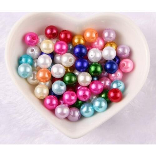 BOLIAO DIY 80Pcs 8*8mm Round Beeds Acryl Flat Back Appliques Sew on Bags/Clothes Decoration Bracelet Making R337