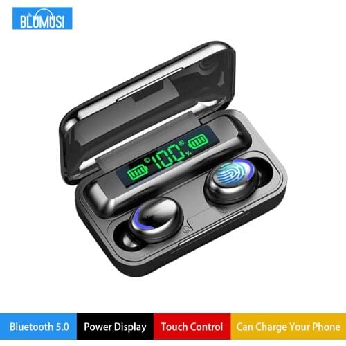 F9-5 Wireless Earphones Headphones Bluetooth 5.0 TWS Hifi Earbuds Power Display 1200 mAh Power Bank Touch Control Bass Headset