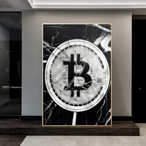 Bitcoin Marble Background Canvas Painting Abstract Dollar Money Poster and Prints Wall Art Pictures for Room Hotel Home Decor