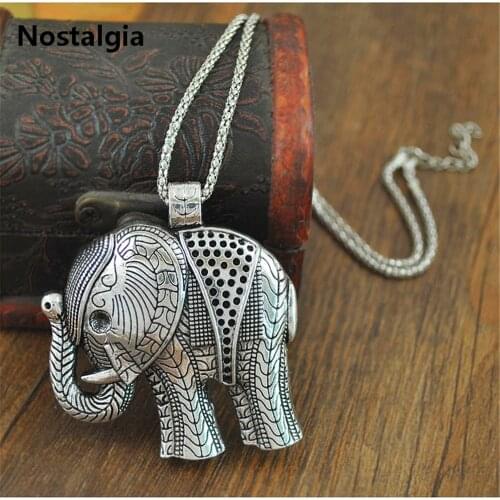 Boho Ethnic Jewelry Vintage Tibetan Silver Elephant Pendant Necklace For Women Bijoux Gifts Valentines Day present