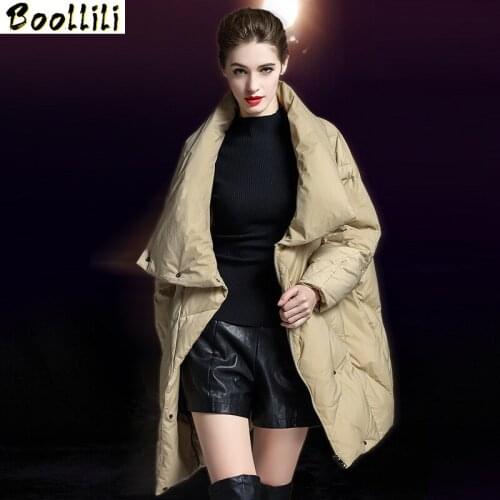 Boollili 2020 Fashion Womens Winter Down Jacket Long Coat 90% White Duck Down Jacket Plus Size Warm Puffy Parka Thick