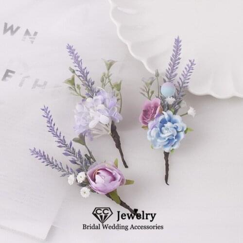 CC Flower Hair Sticks Wedding Accessories for Women Bridal Headdress Engagement Jewelry Forest Style Headwear 3PCS Party 8349