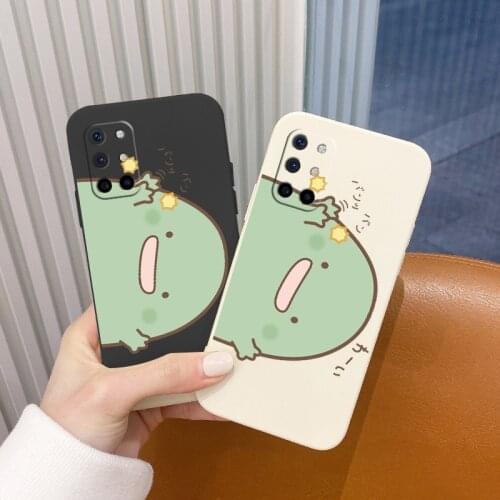 Cartoon Monster Square Camera Lens Protection Ultra Thin Liquid Silicone Case For Oneplus 8t 9 9pro 9r pro Soft Phone Cover Case