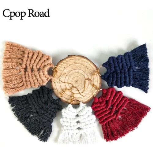 Cpop New Vintage Boho Handmade Weave Macrame Earring Bridesmaid Gifts Jewelry Ethnic Feather Fringe Tassel Earrings Accessories