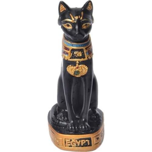 Exotic Egyptian Cat God Ornaments Resin Crafts Animal Black Mysterious Elegant Home Decoration Gift Company Adorn 5.5*4*10Cm