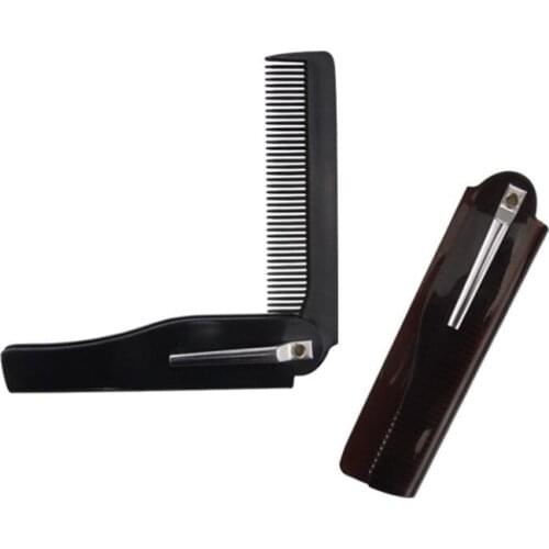 Hot Foldable comb Folding Pocket Clip Hair Moustache Beard Comb Brush Fashion Men Women Handmade massage hair brush