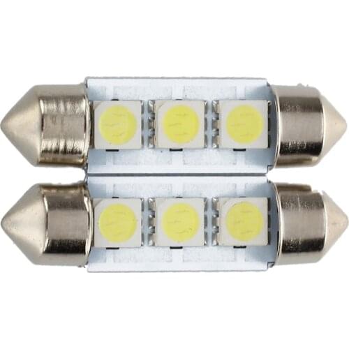 Hot 2x C5W 3 LED SMD 5050 36mm Xenon White Bulb plate shuttle Festoons dome ceiling lamp car light