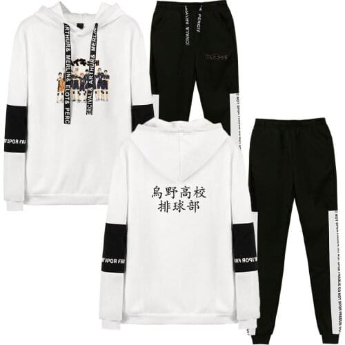Haikyuu Tobio Kageyama Nishinoya Yuu Koushi Sugawara printed cosplay costume top Pants Jersey Karasuno hoodie Trousers plus size
