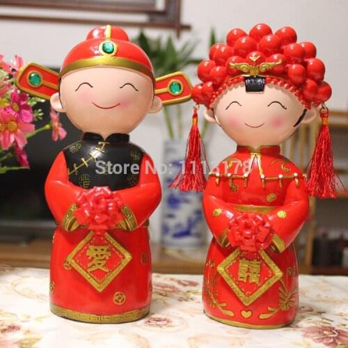 Chinese wedding cake toppers bride and bridegroom Figurine cake topper decoration Valentines Day gift
