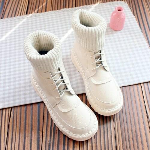 Wenyi Sen flat bottom wool mouth short boots soft bottom comfortable Martin boots hand-stitched womens casual cotton boots