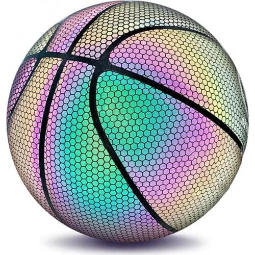 Creative Glowing Reflective Basketball PU Holographic Rainbow Laser Luminous Basketball Party Home Outdoor Decoration Boys Gifts