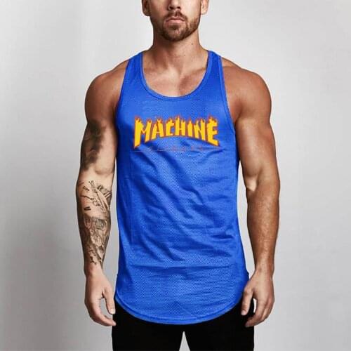 Workout Casual Singlets Fashion Mesh Mens Tank Top Fitness Brand Sleeveless Bodybuilding Gym Tanktops Vest Stringer Undershirt