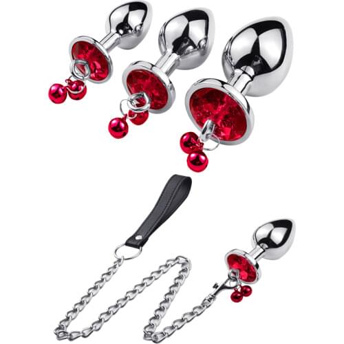 Butt plug Metal bell traction rope butt plug Mens sex toys Lesbian sex toys Butt plug Butt plug Metal anal toys Butt plug set