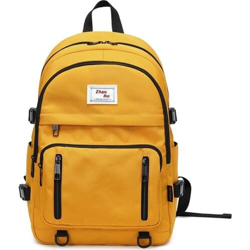 Fashion Waterproof Nylon Backpack Women Solid Color Multi-pocket Travel Bagpack Teenager Girls Large Capacity Zipper School Bag