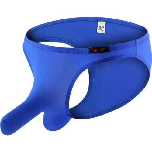 Mens Sexy Bikini Briefs Ice Silk Underpants Penis Sheath Gay Swimwear Bottoms Male Transparent Exotic Panties Shorts Sunbath