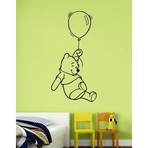 Lovely Bear Balloon Wall Decal Vinyl Sticker Art Birthday Decoration for Kids Boys Girls Room Nursery Decor Winnie The Pooh A629
