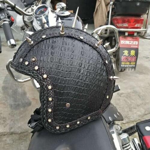 New Synthetic Leather Motorcycle Helmet Retro Vintage Cruiser Chopper Scooter Cafe Racer Moto Helmet 3/4 Open Face Helmet