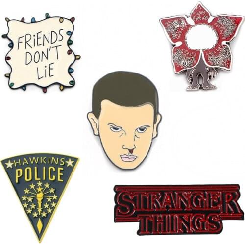 P3994 Dongmanli Jewelry Stranger Things TV Show Metal Enamel Pins and Brooches for Lapel Pin Backpack Bags Badge Gifts