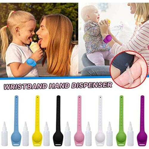 Portable Silicone Soap Bracelet Wristband Hand Sanitizer Dispenser Band Purple/White/Green/Black/Pink/Blue Color