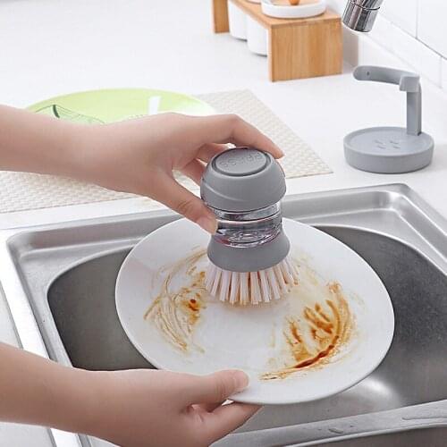Push-Type Non-Stick Decontamination Dishwashing Brush Kitchen Brush Pot Artifact Pressure Liquid Dishwashing Cleaning Brush