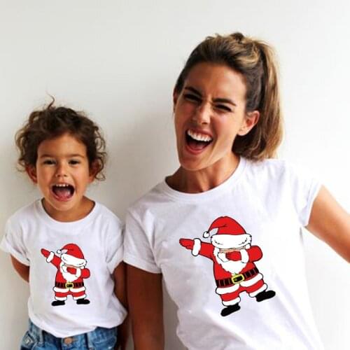 Christmas Santa Claus Family matching t shirts Cotton clothes gift mom and baby girl boys clothes mother and daughter clothes