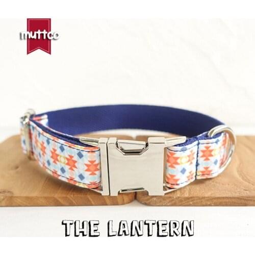 MUTTCO retailing British style collar handmade necklace bowknot THE LANTERN plaid fashion dog collar leash set 5 sizes UDC056