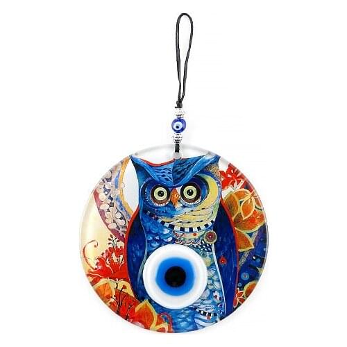 Handmade Owl Fusion Glass Evil Eye Bead 12cm