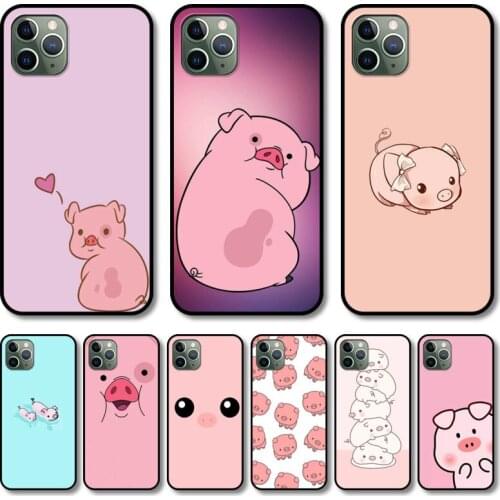 Lovely pig Phone Case cover For iphone 12 pro max 11 8 7 6 s XR PLUS X XS SE 2020 mini black cell shell