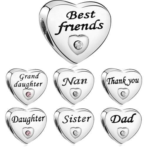 Family Love Charms daughter sister dad pendant bead jewelry fit pandora bracelet best friend beads for women gift