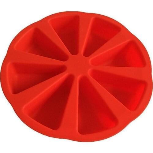 8-hole Cake Silicone Mold Pudding Muffin Patisserie Baking Mould Cakes Tools Triangle Plate Pizza E3K0