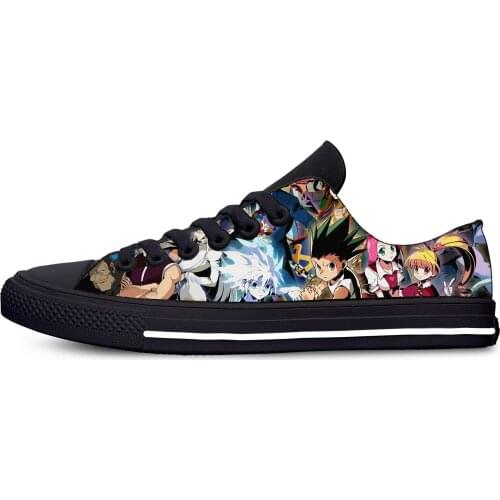 Japanese Anime Manga Hunter X Hunter Killua Zoldyck Casual Cloth Shoes Low Top Breathable Lightweight Print Men Women Sneakers