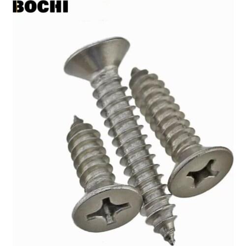 50PCS GB/T846 201 Stainless steel M3 M4 M5 countersunk head Cross Recessed Flat Head Screws Phillips Self-tapping Wood Screws