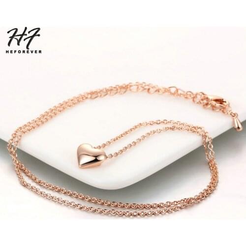 High-end Quality Romantic Heart Shaped Pendant Necklace for Women Rose White Gold Color Chain Fashion Jewelry Xmas Gift N099