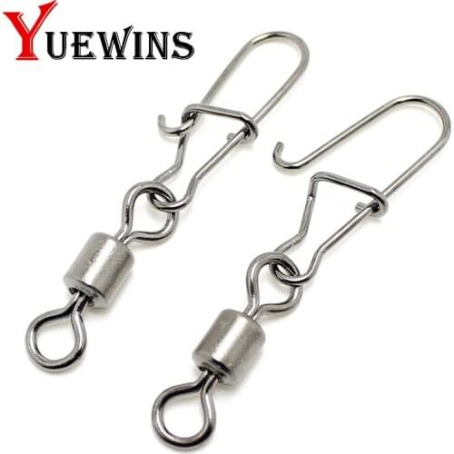 Yuewins 20pcs Fishing lure Rolling Swivel with Nice Snap stainless steel Fishing Rolling Swivels Connector Fishing Tackle QA331