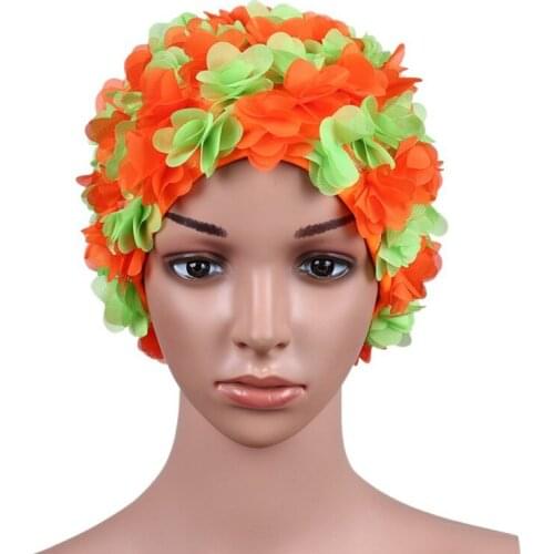 Women Professional Swimming Caps Waterproof Summer Chic Flowers Cap Delicate Personalized Petal Ear Protection Swimming Caps
