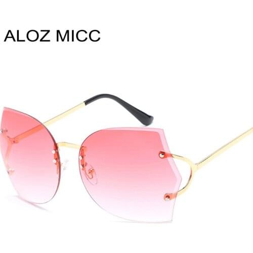 ALOZ MICC Luxury Sunglasses Women Rimless Lregularity Lens Brand Designer Lady Retro Gradient Sun Glasses UV400 Q112
