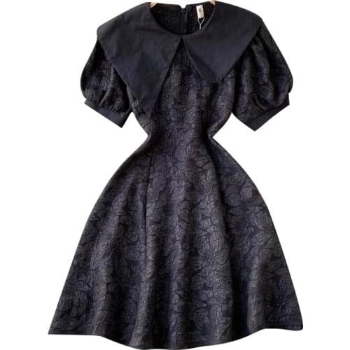 2021 New Summer Women O-Neck Short Sleeve Slim Dress High Quality Fashion Jacquard Celebrities Dress