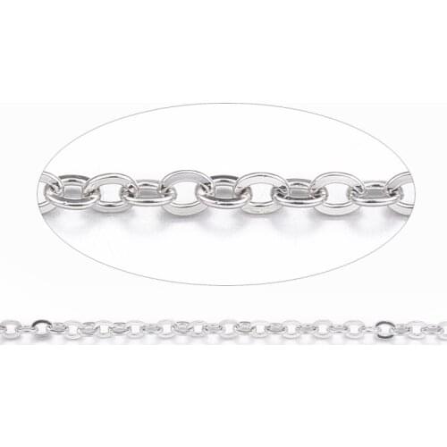 10m/roll 1.5x1.3x0.3mm Thin 304 Stainless Steel Cable Chain Link Chain Soldered for Jewelry Making DIY Bracelet Necklace