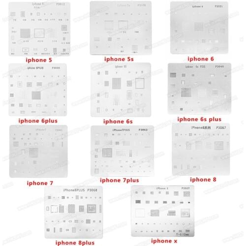 11Pcs IC Repair BGA Rework Reball Reballing Stencils Set for iPhone X 8 Plus 8 7 6 6S 5S 5 Repair Direct Heating Tools