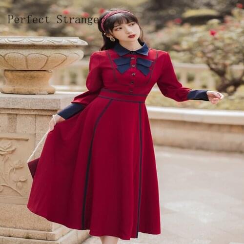 2020 Autumn Winter New Arrival Hot Sale Turn Down Collar Long Sleeve Women Long Dress