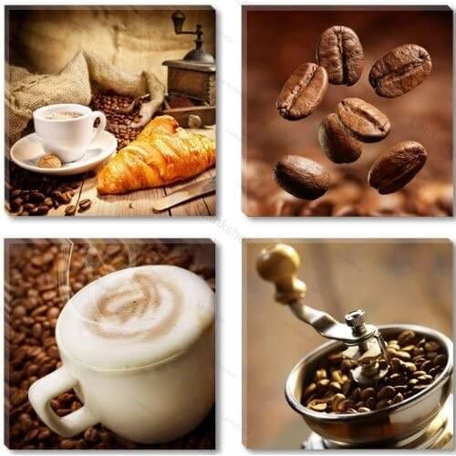 Fruit Food Coffee 4 Panel Canvas Painting Wall Art Poster Home Decor Frameless Artwork