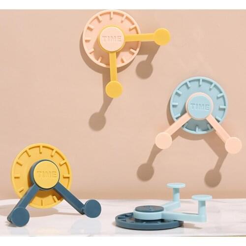 4Pcs Rotating Multifunctional Wall Mounted Door Back Coats Hats Clock Hooks Home Storage Organization Clothes Rack