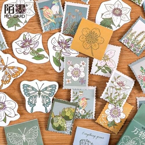 45Pcs Flower Butterfly Paper Stickers Scrapbooking Decorative Diary Notebook Everything Growth Series Stationery Sticker