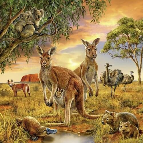 5D DIY Diamond Painting Full Square/Round Drill "Animal Kangaroo" 3D Rhinestone Embroidery Cross Stitch Gift Home Decor