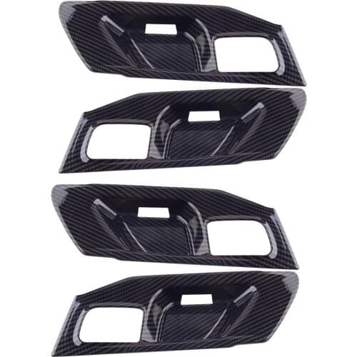 8Pcs/Set Black Carbon Fiber Style Car Interior Door Handle Bowl Cover Trim Fit For Dodge Ram 1500 2019 2020 2021