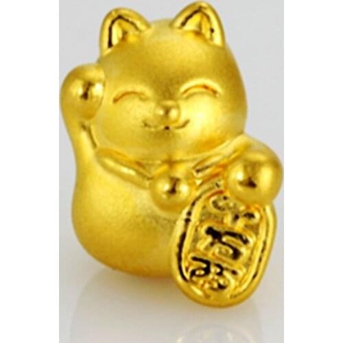 999 24K Solid Yellow Gold bracelet/ Bless Lucky Cat red Red Weave String Bracelet 1g