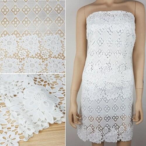 2yards Latest White African Water Soluble Lace Fabric 2019 High Quality Embroidery French Guipure Nigeria Lace For Wedding Party