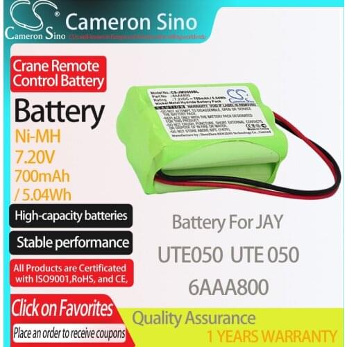 CameronSino Battery for JAY UTE050 UTE 050 fits JAY 6AAA800 Crane Remote Control battery 700mAh/5.04Wh 7.20V Ni-MH Green