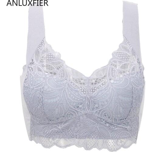 H9718 Gathering Non-steel Ring Bra Large Size Lace Sexy Bras Underwear Comfortable Wide Shoulder Strap Breathable Lingerie Bra